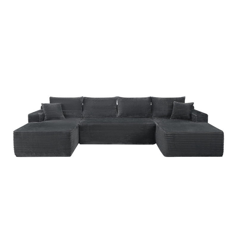 134''W Oversized Sectional Sofa Set with Double Chaise Lounge, U-Shaped Boneless Couch, Corduroy Upholstered Modular Sofa