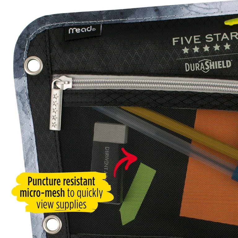 Five Star DuraShield Antimicrobial Flat Pencil Pouch, Black