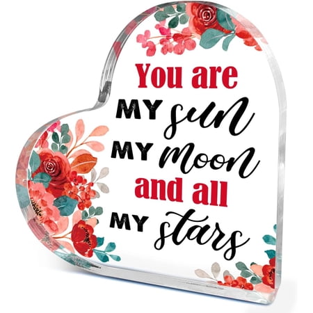 Valentines Day Gifts for Women Cute Romantic Gift for Her Couples Gifts Ideas for Girlfriend Sweet Gifts for Wife Newlyweds Couple You are My Sun My Moon Acrylic Heart Plaque Sign