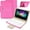 Hot Pink Case + White Keyboard, variant on 10.1 inch Android Tablet Case with Keyboard, Removable Keyboard + PU Leather Folio Book Cover + Stand, Travel Portable Sleeve for iOS/Android/Windows System Tablet