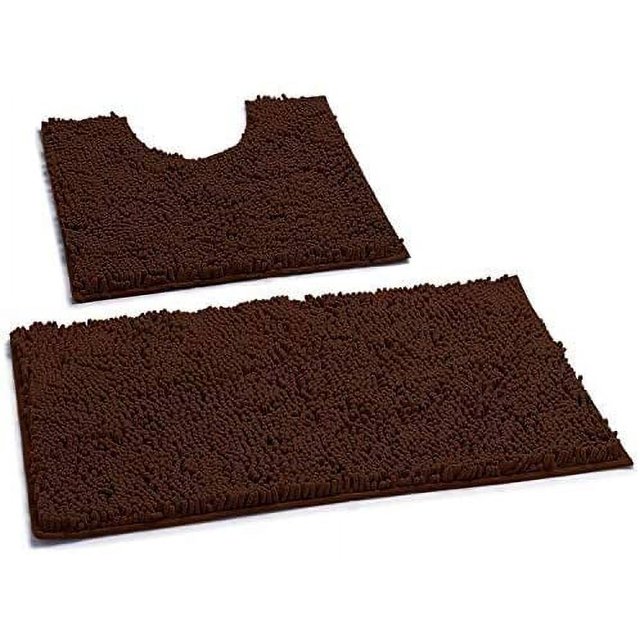 Alfombras de Baño Luxurux Sin Resbalón Súper Suave Chenille de Baña de Baño de Lujo Juego de Contono, Alfombra de Ducha de Lujo Suave +Tocador. LuxUrux tapetes para baño