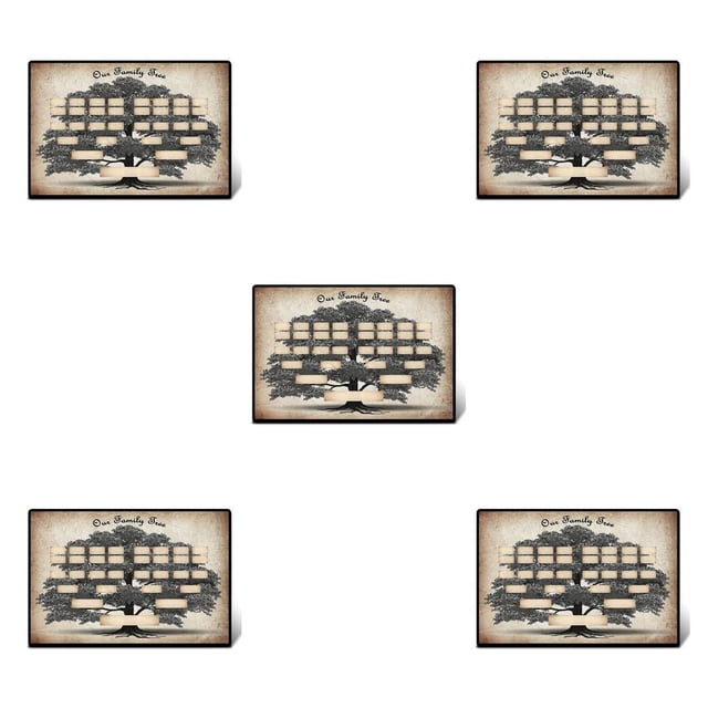 Bewildely Póster de pared de árbol genealógico, adorno de imagen para habitación del hogar, pintura artística hecha a mano, decoración para sala de 36x24cm 5piezas Bewildely CBP188260