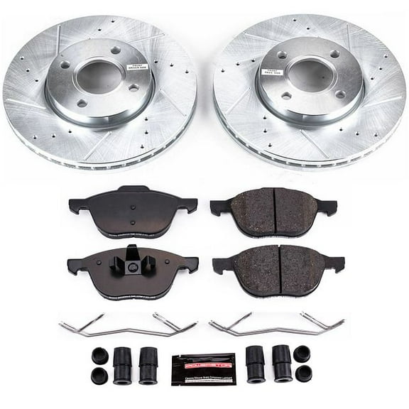 PowerStop Front Z23 Evolution Sport Carbon-Fiber Ceramic Brake Pad and Drilled & Slotted Rotor Kit Fits: FORD Select Models K1377