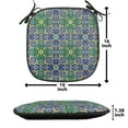 thumbnail image 5 of Orient Chair Seating Cushion, Ornate Mosaic Oriental Eastern Patterns with Damask Art, Soft Seat Pads for Office with Anti-slip Backing, 16"x16", Yellow Green Teal, by Ambesonne, 5 of 7