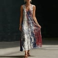thumbnail image 4 of Dresses for Women 4th of July Sleeveless Deep V Neck Maxi Dress Summer Patriotic Button Flowy Long Sundress with Pockets Beach Vacation, 4 of 7