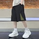 thumbnail image 5 of Pantalones Cortos de Seda de Hielo Transpirables de Niños sin Mangas de Moda para Niños Medio Grande Negro Verde Caki, 5 of 6