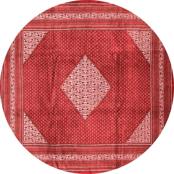 Ahgly Company Indoor Round Medallion Red Traditional Area Rugs, 7' Round