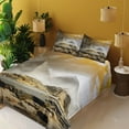 thumbnail image 4 of Ambesonne Egyptian Fitted & Top Sheet Set with Shams, Pyramids with Clouds Image, Cream Orange, 4 of 8