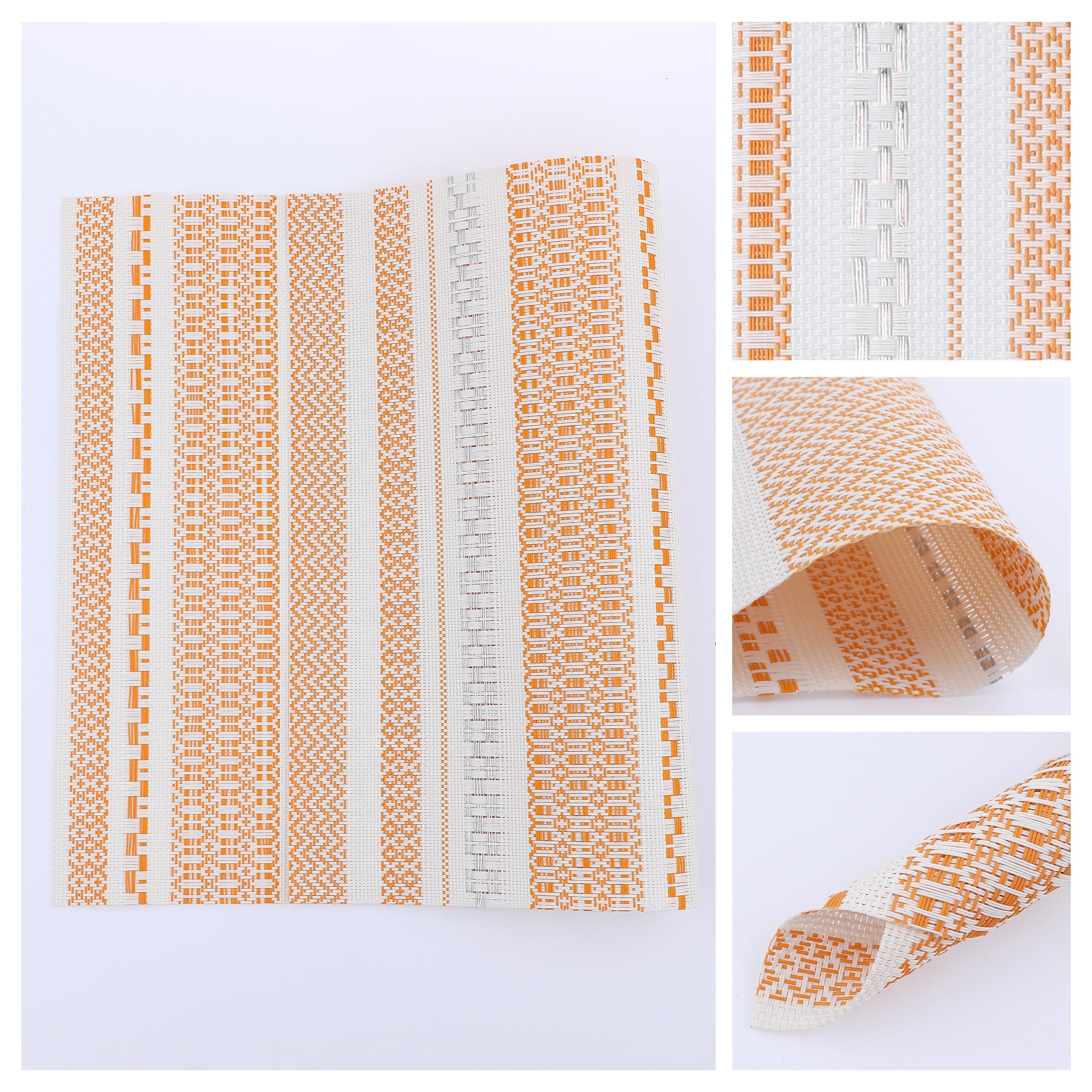 Unique Bargains 6 Pack Placemat for Dining Table Decor Washable Table Placemats Orange