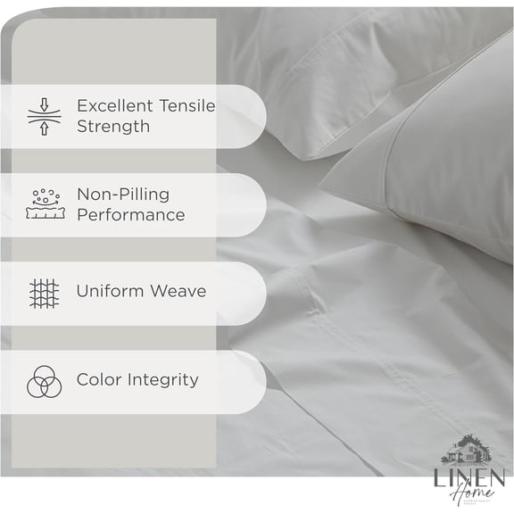 Cotton Percale Sheets King Size, White, Deep Pocket, 4 Pieces Set - 1 Flat, 1 Deep Pocket Fitted Sheet and 2 Pillowcases, Crisp Cool and Strong Bed Linen