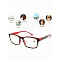 thumbnail image 3 of 3 Pairs of Black Retro Rectangle Bifocal Reading Glasses 1.00-4.00 for men womenClassic Presbyopic Glasses Spring Hinge Readers 1.00-4.00 Strength ﻿ ﻿,Brown Red Blue,+4.00 strength, 3 of 11