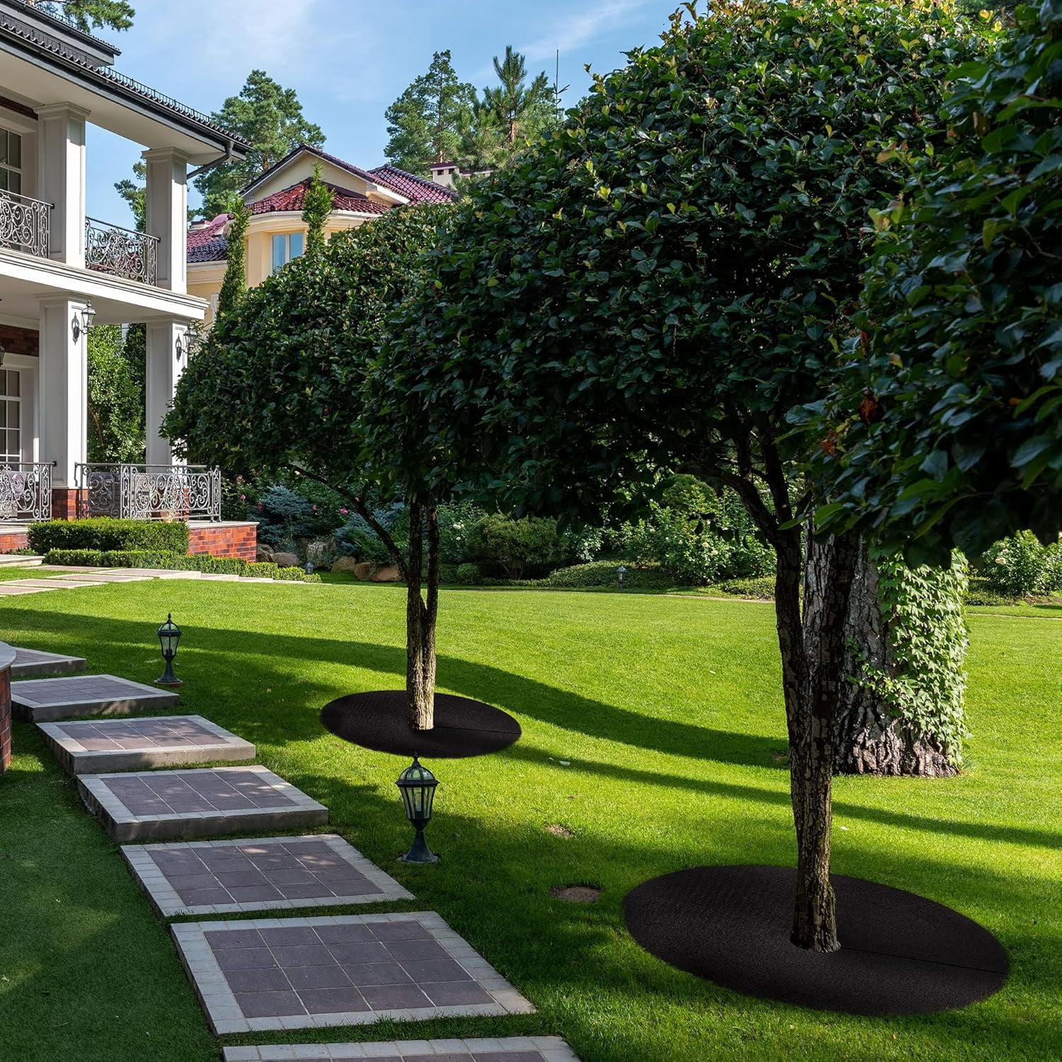 20.5" Non-Woven Tree Mulch Ring 6 Pack, Weed Barrier Mat,Degradable Tree Mulch Used to inhibit Weed Growth and Landscape Weed Control Plant Root Protection