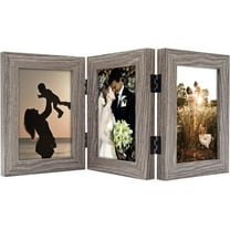 Golden State Art 3-Opening 4x6 Trifold Hinged Tabletop Display Picture Frame, Gray, 1-Pack