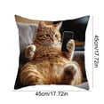 thumbnail image 2 of Cat Pattern Decorative Pillow Cover 18x18 Inch, Soft Square Throw Pillow Case with Hidden Zipper for Couch, Sofa, Bed, Home Decor (1 Piece), 2 of 5