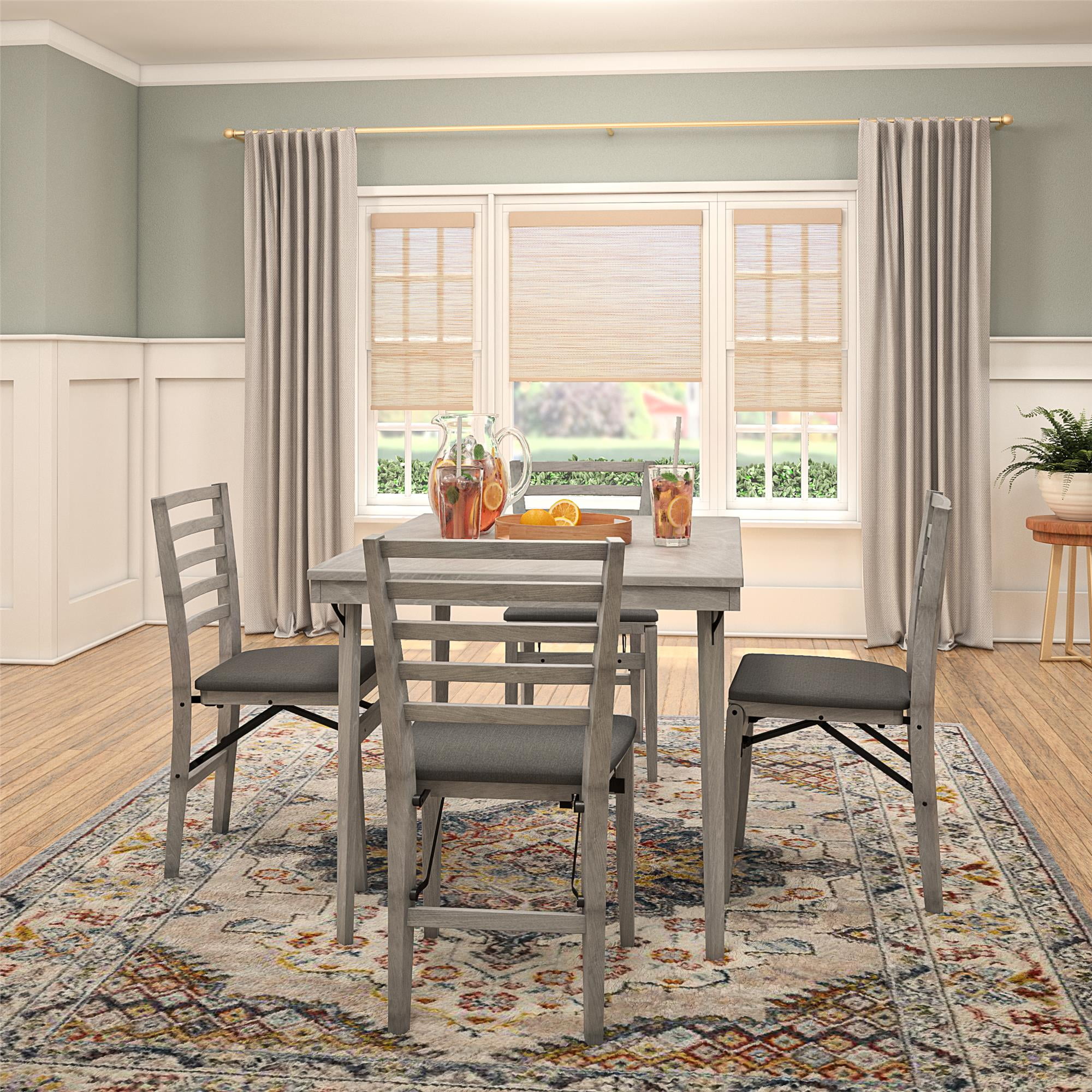 COSCO 44" x 32" Wood Folding Dining Table, Gray Woodgrain