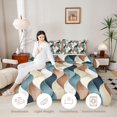thumbnail image 4 of jejeloiu Blue Brown Wave Stripes Full Size Comforter Sets Kids,Modern Geometric Print Bedding Sets,Reversible,3 Pieces, 4 of 8