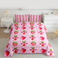 thumbnail image 3 of Homewish Cute Strawberry Bedding Comforter Set,Cartoon Bow Tie Twin Comforter Sets,Kawaii Loves Pattern Bedding Set For Girls,Super Cozy Room Decor Reversible,2 Pieces, 3 of 9