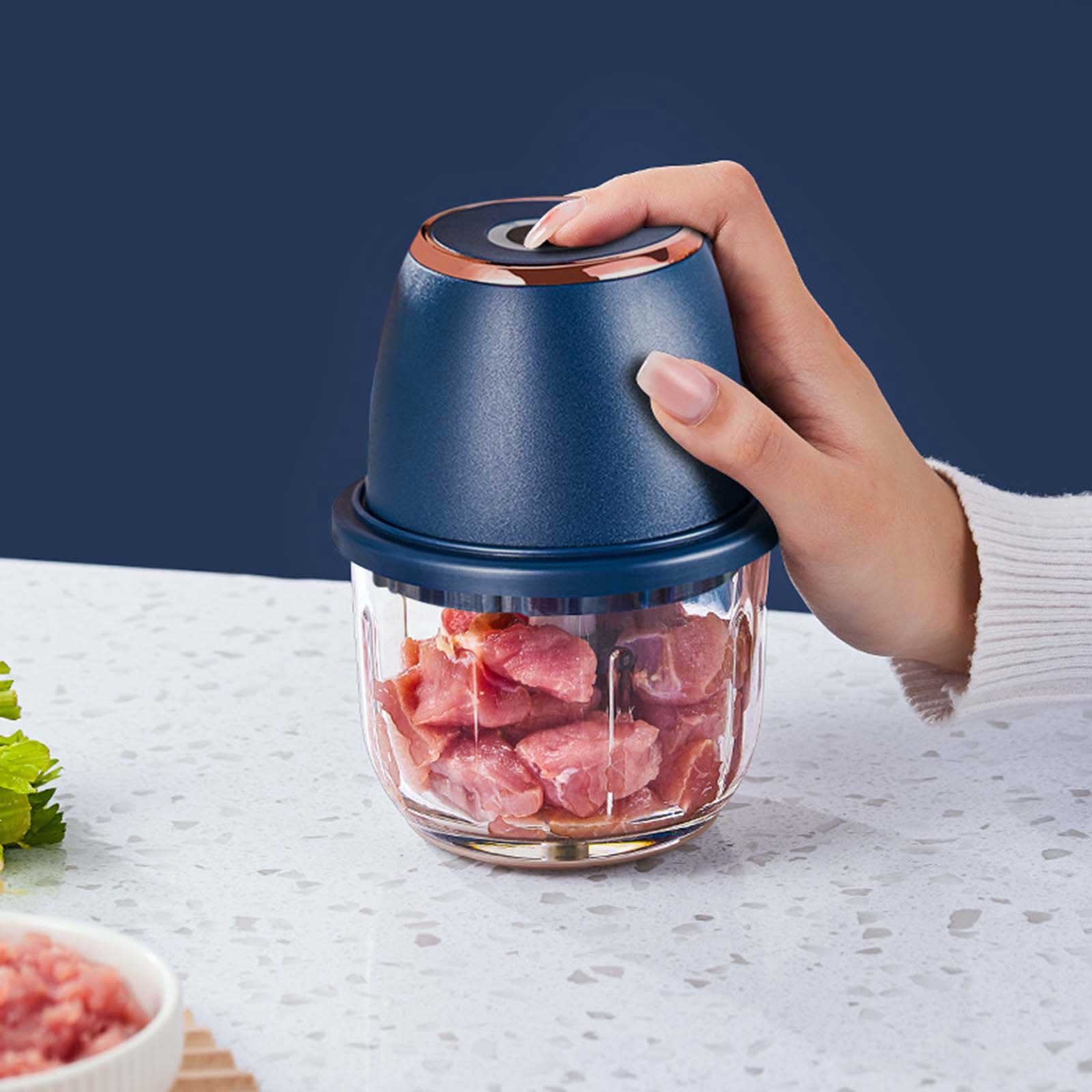 AFACUHX Mini Food Processor (with Charging Wire) Compact Kitchen Chopper Efficient Vegetable Meat Grinder Quick Prep Garlic Onion Mincer Function for Meal Prep (350ml) 1PC