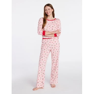 Joyspun Women's Mommy-Daughter Family Matching Cotton Blend Sleep Top and Pants Pajama Set, 2-Piece, Sizes XXS-3X