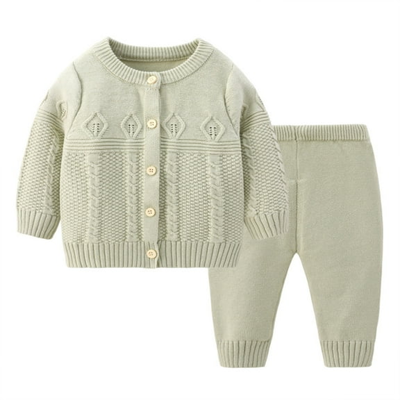 LYMAYTER Newborn Girls Knit Outfit Infant Long Sleeve Sweaters Knit Pants 1 Set for 0-24 Months