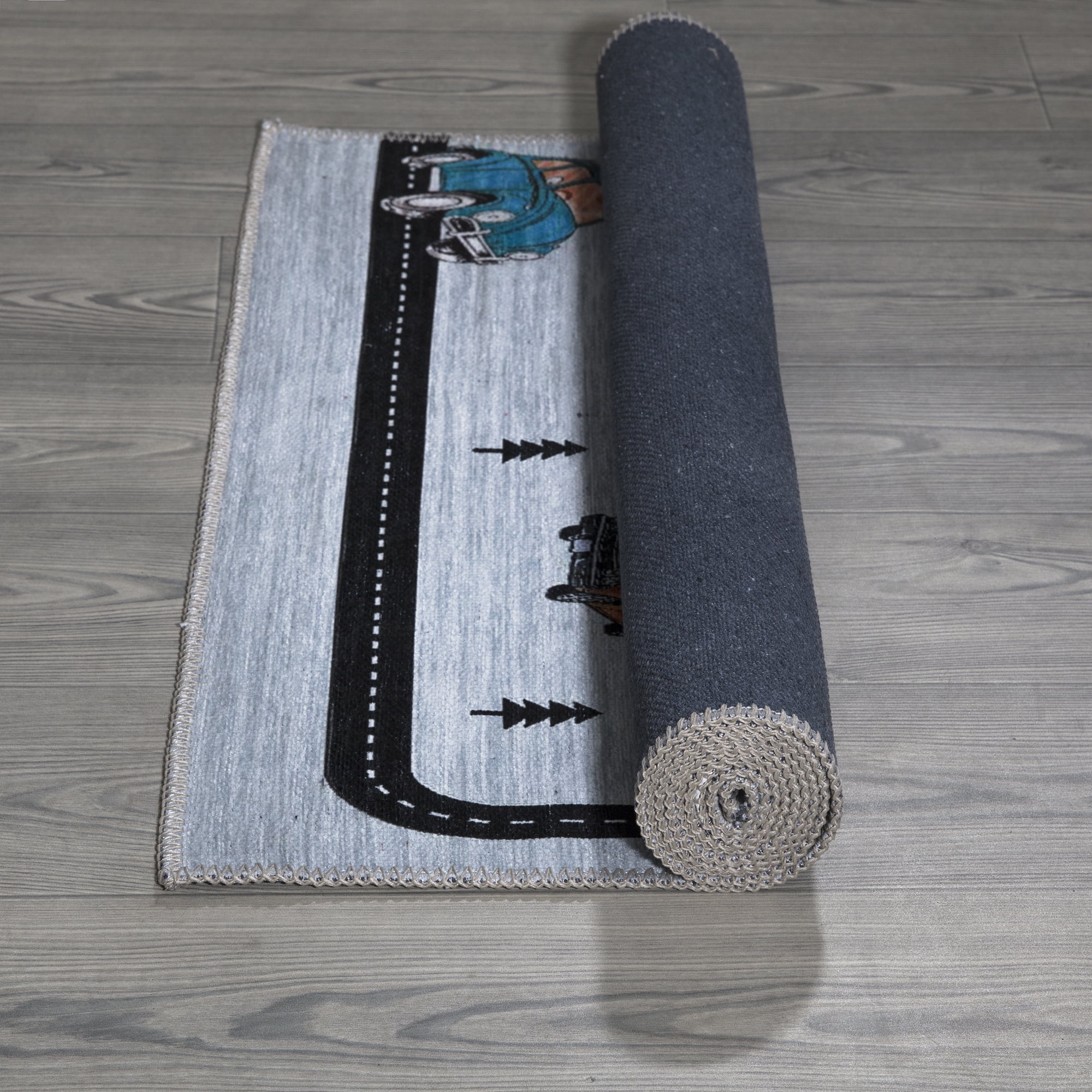Ottomanson Machine Washable Flatweave Hopscotch 3x6 Kids Play Mat Runner Rug, 2'7" x 6', Gray/Yellow