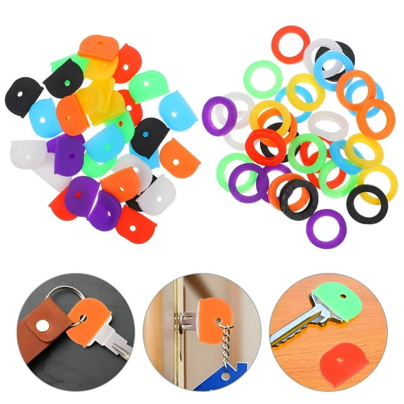 LAMIRO Silicone Key Covers 64 Pieces Multi-Color for House Keys with Easy Identification