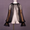 thumbnail image 5 of Vjnyvs Removable Ruffled Puffy Tulle Long Sleeve Bridal Wrap Cape Detachable Peplum Shrug for Wedding Evening Embellished Soft Mesh Bolero, 5 of 7