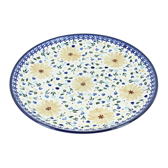 Blue Rose Polish Pottery Yellow Daisy Dinner Plate