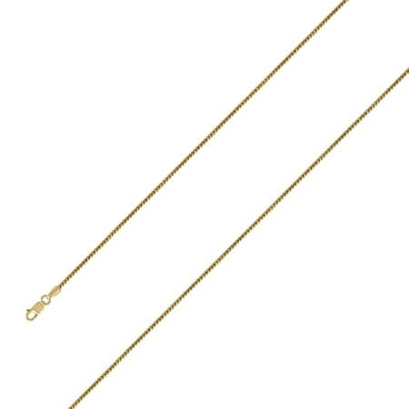 14K Yellow Gold Mens 1.1MM Solid Diamond Cut Franco Chains Necklace 16 to 22 Inches, 16 Inches