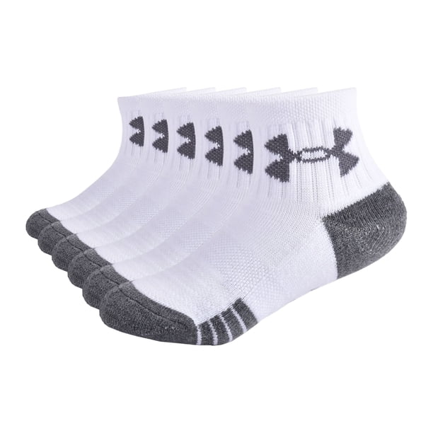 Calcetines Under Armour para niños, paquete múltiple, cuarto, blanco 4-6