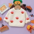 thumbnail image 2 of HNMKIU Girls Sweaters Halloween Pumpkin Embroidery Knit Top Toddlers Soft Comfortable Fall Winter Casual Outfit，18-24 Months, 2 of 8