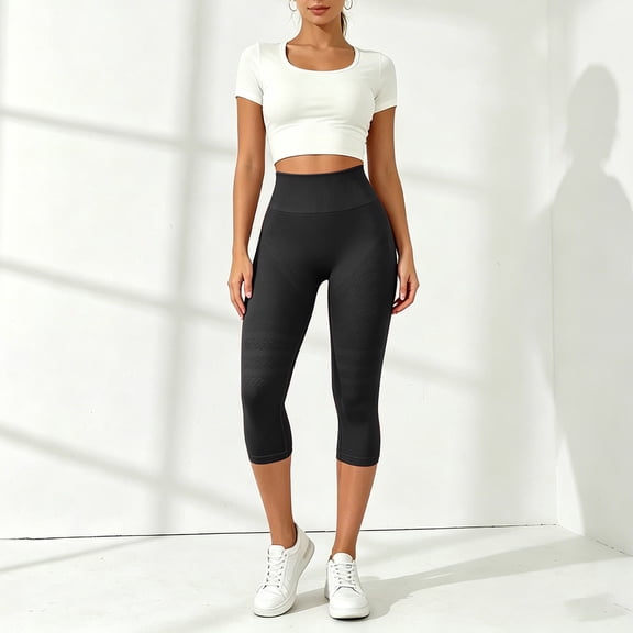 WGRFFH Capri Leggings for Women,Buttery Soft High Waisted Leggings,No Front Seam Hidden Scrunch Pants,Tummy Control Shapewear Capri,Compression Leggings with Butt Lifter for Gym Yoga Workout Black