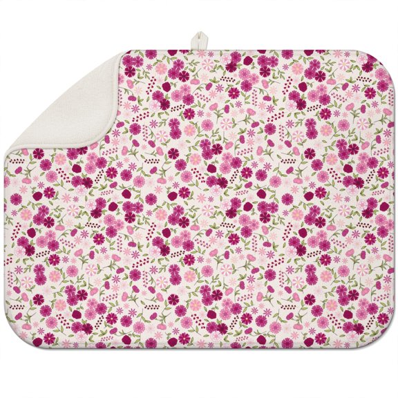 Microfibre Drying Mat for Kitchen Pioneer Dish Drying Drainer Mat Absorbent Colorful Floral Drying Mat Washing Up for Glass, Plate & Cup 18inch X 24inch
