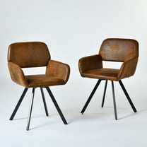 Homycasa Swivel Dining Chairs Set of 2 Upholstered Seat Square Metal Leg Brown