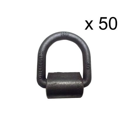 

50-Pack Heavy Duty 1/2 Weld-On D-Rings Tie-Down Anchors Forged Mounting Lashing Rings Flatbed Trucks Trailer WLL: 4000 lbs
