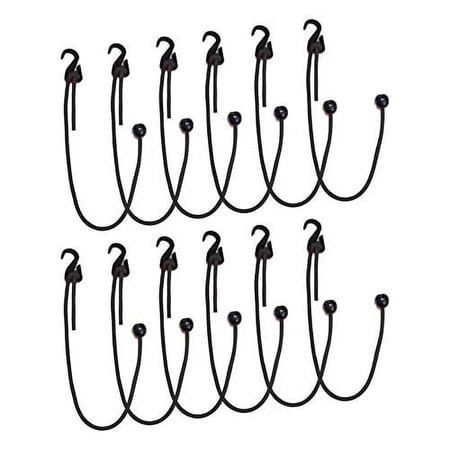 HOOK & CORD - NEW SIQCN14 (5/16") Adjustable Bungee Cord Tie Down, Tarp, Sunshade, Banner, Decking Furniture & Outdoor Blinds (12 Pack - 24" Cords, Blue)