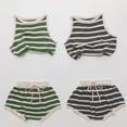 thumbnail image 3 of Conjuntos de ropa tejida de verano para chico, chaleco y pantalones cortos a rayas para niño, 2 uds., camiseta sin mangas para niña, traje de camisetas para niño, 3 of 6