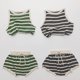 thumbnail image 3 of Conjuntos de ropa tejida de verano para chico, chaleco y pantalones cortos a rayas para niño, 2 uds., camiseta sin mangas para niña, traje de camisetas para niño, 3 of 6