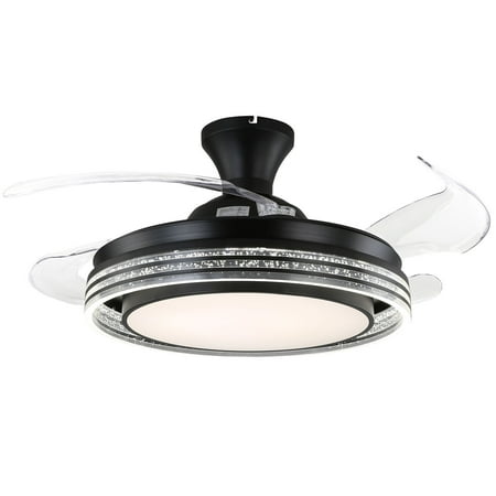

MIDUO 42 Retractable Ceiling Fan Light Lamp LED Chandelier+Remote Control