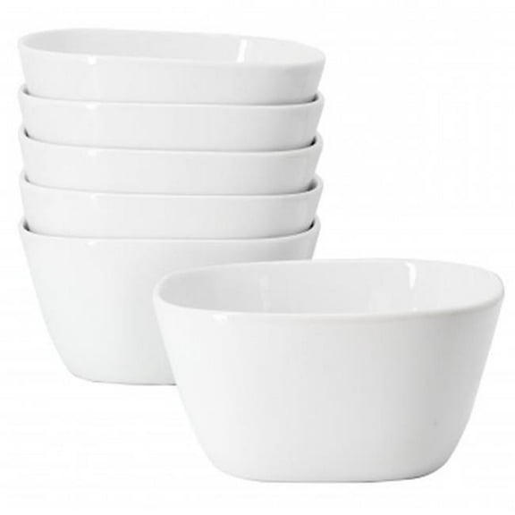 Our Table 133034.01 6 in. Simply White Porcelain Soft Square Cereal Bowl Set - 6 Piece