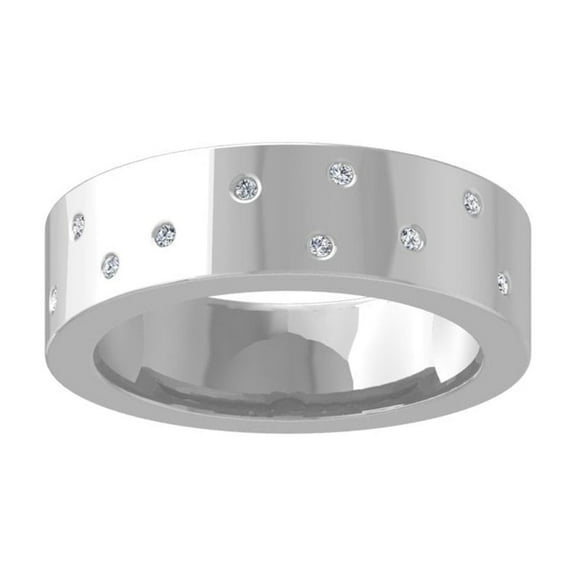 ARAIYA FINE JEWELRY Sterling Silver Diamond Wedding Band Ring (1/8 cttw, I-J Color, I2-I3 Clarity) Size 5