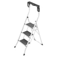 thumbnail image 1 of Hailo Folding Step Stool, Non-Slip 3 Step Steel Ladder for Home & Kitchen, White, 1 of 6