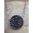 thumbnail image 2 of ELYA Jewelry Women's Black Crystal Encrusted Disc Stainless Steel Necklace - 16", 2 of 4