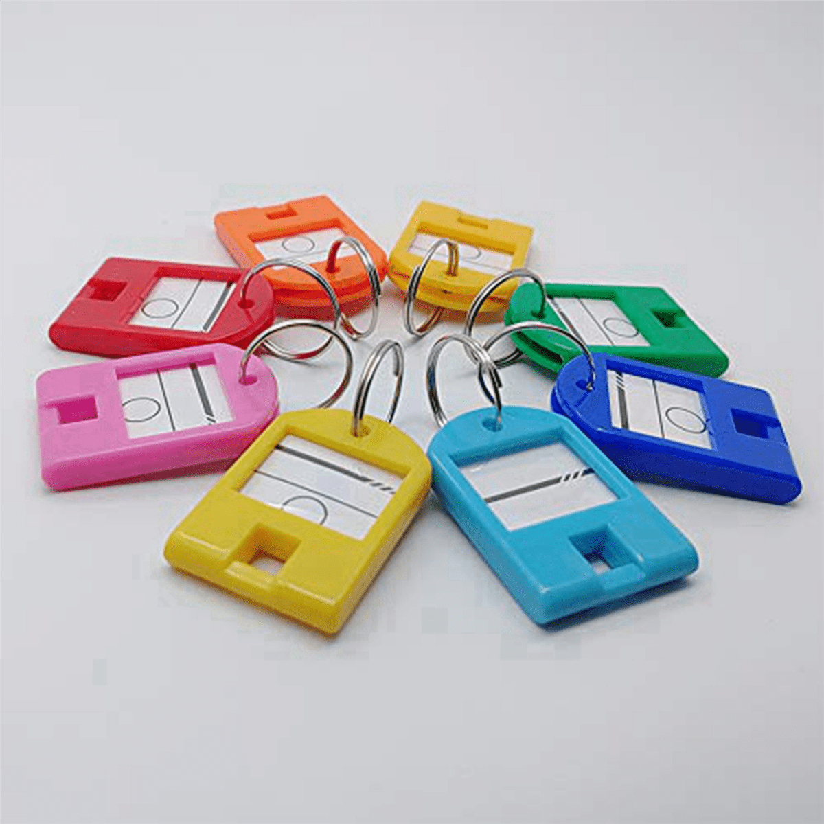 2X Portable Metal Ring Key Organizer with 16 Spring Hooks & Key Tags with Ring and Label Window,2 x Ring Key Organizer,Multicolor