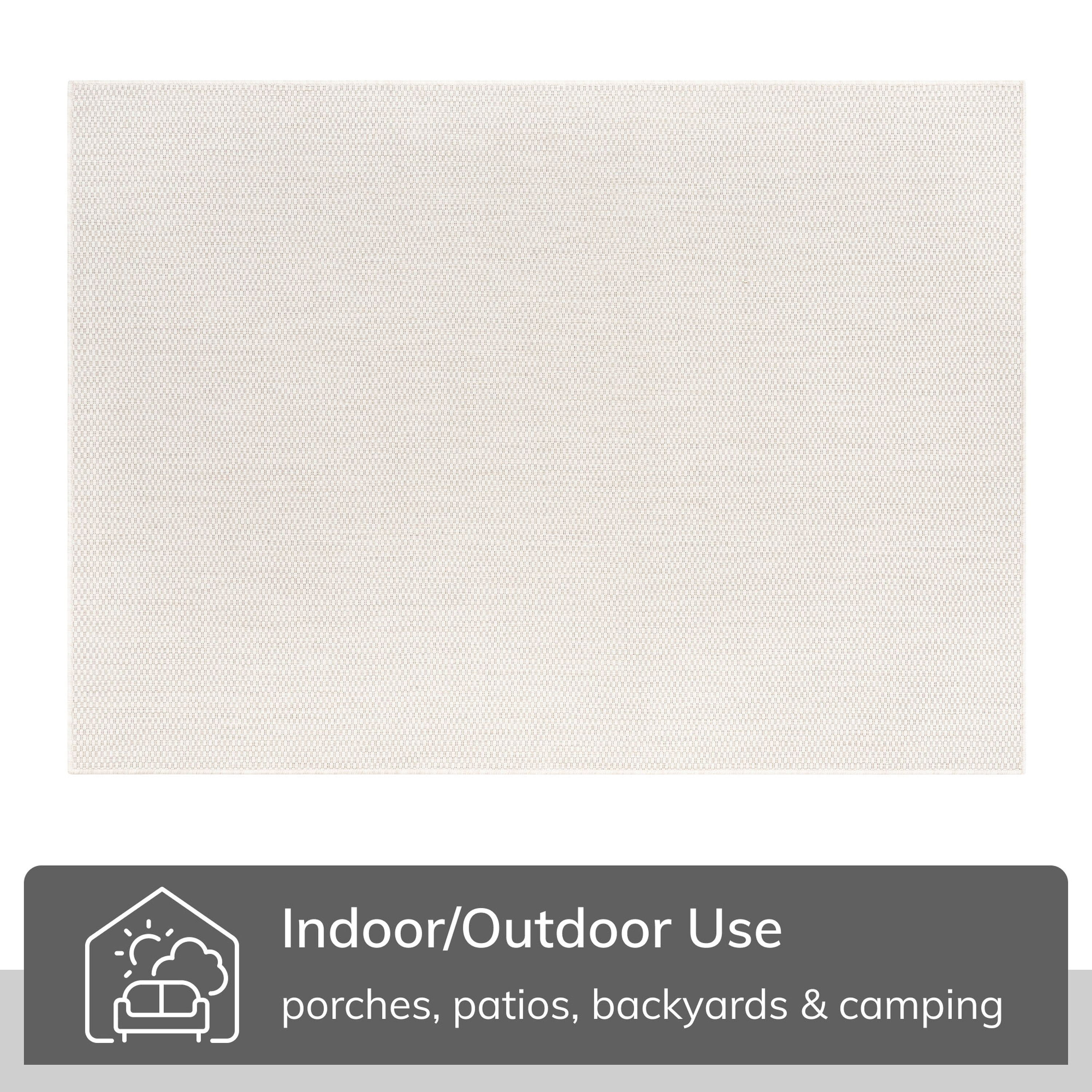 Well Woven Leifen Ivory Indoor / Outdoor Flat Weave Pile Solid Color Pattern Area Rug 5x7 (5'3" x 7'3")