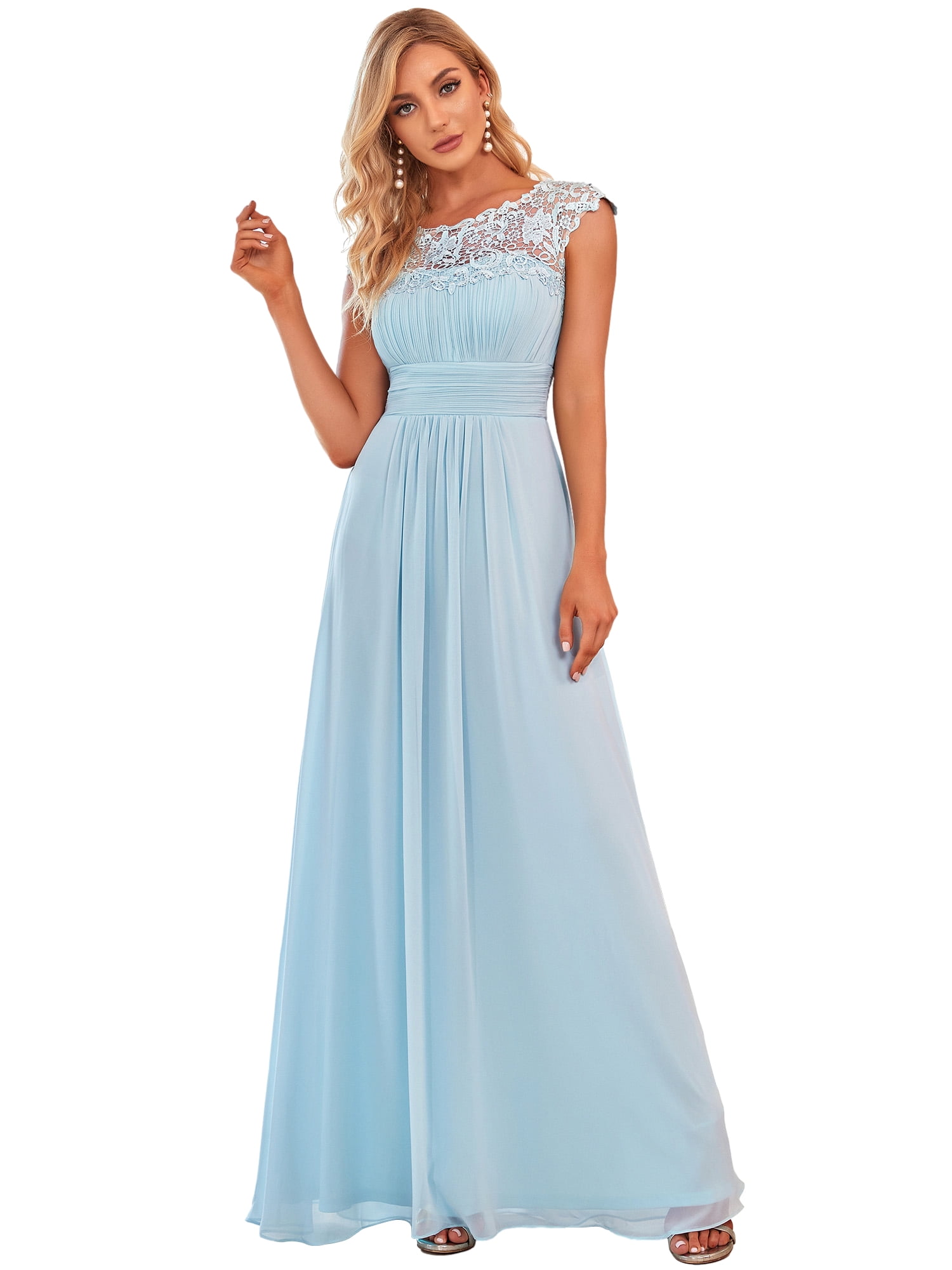Ever-Pretty Long Lace Cap Sleeve Bridesmaid Dresses Mint Green Party Gowns 09993 