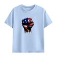 thumbnail image 4 of Kids Light Blue 4th of July Patriotic American Flag T-Shirt and Shorts Set, Unisex Cotton Crew Neck Summer 2 Piece Outfit for Boys Girls,Size 9 T, 4 of 9