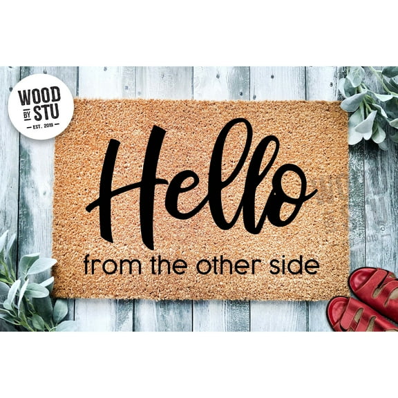 Doormat Hello From The Other Side | Coir Mat | Funny Doormat | Welcome (18" x 30") #2059