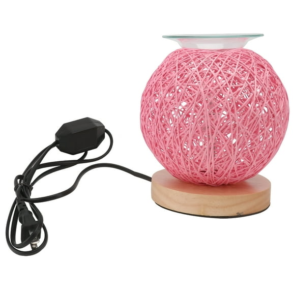 LAMIRO Rattan Fragrance Lamp Plug in Candle Warmer Melting Wax Lamp US Plug (Pink)