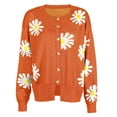 thumbnail image 5 of nerohusy Women's Cute Embroidery Daisy Floral Knit Cardigan Open Front Button Up Y2K Artistic Aesthetic Sweater Outwear 2025 Orange,M, 5 of 8
